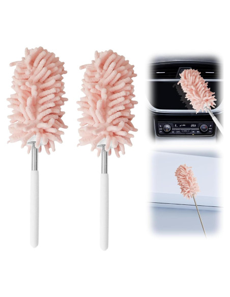 Duster Mini Rosa Retráctil GEDEUBAN - 2 Piezas, 30-76 cm