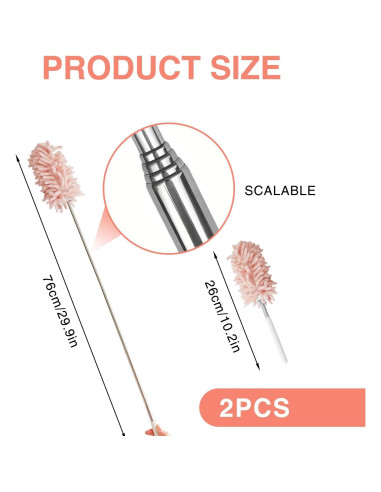 Duster Mini Rosa Retráctil GEDEUBAN - 2 Piezas, 30-76 cm