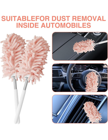 Duster Mini Rosa Retráctil GEDEUBAN - 2 Piezas, 30-76 cm