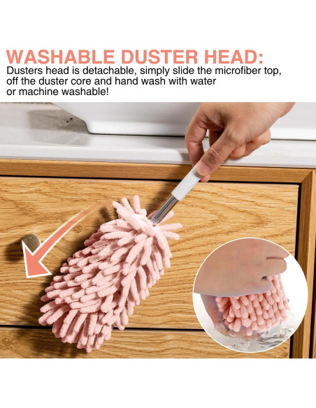 Duster Mini Rosa Retráctil GEDEUBAN - 2 Piezas, 30-76 cm