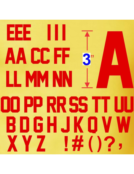 Kit Letras de Hierro Transferibles TeeWin 47 Piezas Rojo Brillante