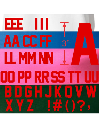 Kit Letras de Hierro Transferibles TeeWin 47 Piezas Rojo Brillante