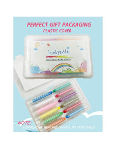 Tiza sin polvo Luckyrain 12 colores con soporte para niños 2