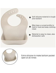 Juego de 3 Baberos de Silicona para Bebés - Ajustables y Impermeables 2