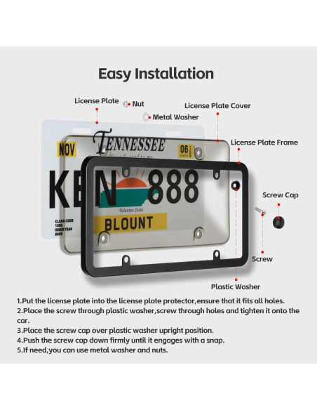 Cubierta y Marco de Placa de Licencia Tzuoen MX0001 Claro
