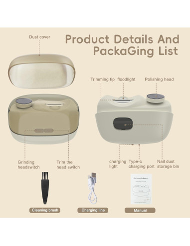 Cortador de Uñas Eléctrico SavEase 3-en-1 con Luz LED