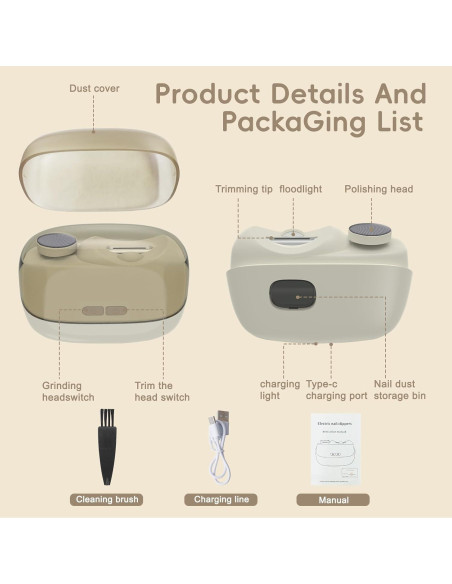 Cortador de Uñas Eléctrico SavEase 3-en-1 con Luz LED