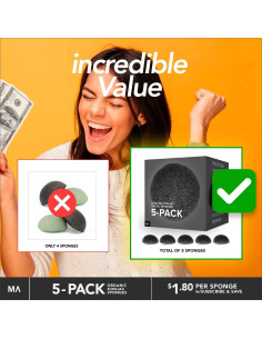 Juego de 5 Esponjas Faciales Exfoliantes Konjac Minamul 2