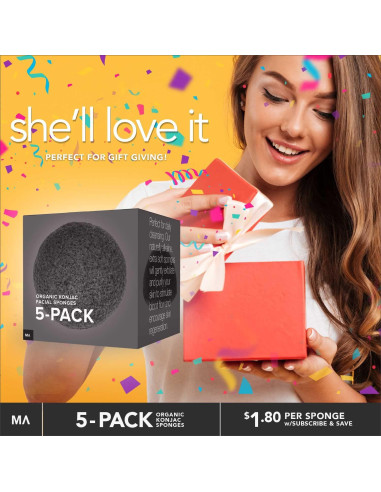 Juego de 5 Esponjas Faciales Exfoliantes Konjac Minamul