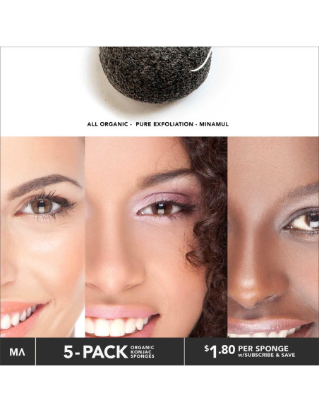 Juego de 5 Esponjas Faciales Exfoliantes Konjac Minamul