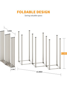 Estante de Secado de Botellas Plegable PLUVON Acero Inoxidable 2