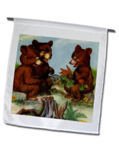 Bandera de Jardín 3D Rose Tres Osos 30.48 x 45.72 cm 2