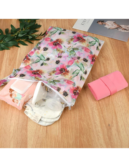 Bolsa Húmeda Impermeable Eaxin Floral - 2 Paquetes Reutilizables