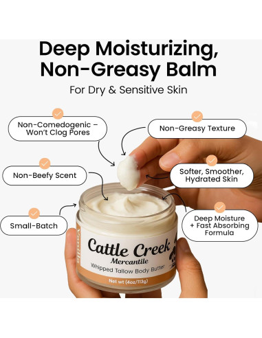 Manteca de Res Cattle Creek 113g Hidratante Vainilla Orgánico