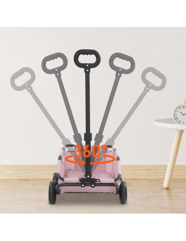 Carrito Plegable para Perros SHATUOA Rosa 7.5kg 4 Ruedas