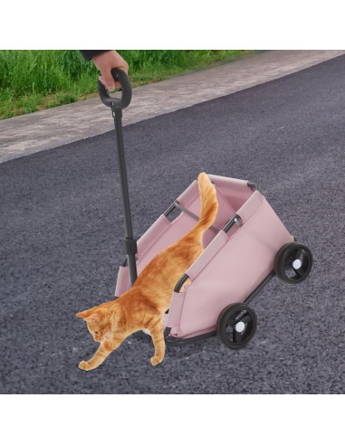 Carrito Plegable para Perros SHATUOA Rosa 7.5kg 4 Ruedas