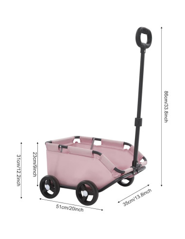 Carrito Plegable para Perros SHATUOA Rosa 7.5kg 4 Ruedas