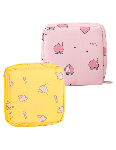 2 Bolsas de Almacenamiento de Toallas Sanitarias Oxford Amarillo/Rosa