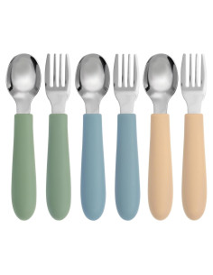 Juego de Utensilios para Niños Eascrozn 6 Piezas Silicona Acero Inoxidable