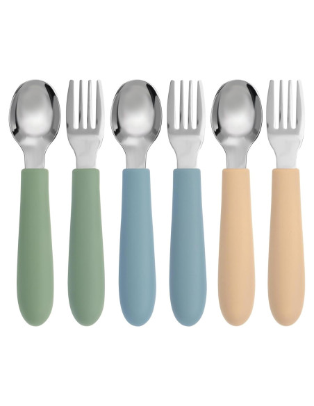 Juego de Utensilios para Niños Eascrozn 6 Piezas Silicona Acero Inoxidable