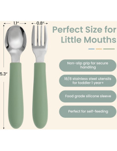 Juego de Utensilios para Niños Eascrozn 6 Piezas Silicona Acero Inoxidable 2