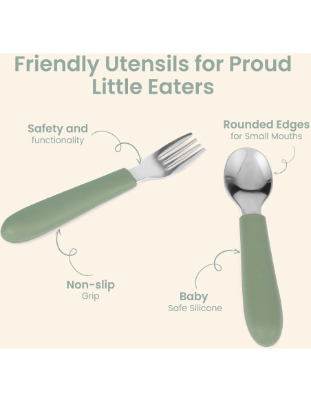 Juego de Utensilios para Niños Eascrozn 6 Piezas Silicona Acero Inoxidable