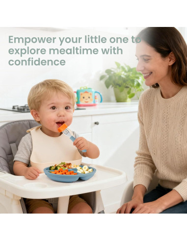 Juego de Utensilios para Niños Eascrozn 6 Piezas Silicona Acero Inoxidable