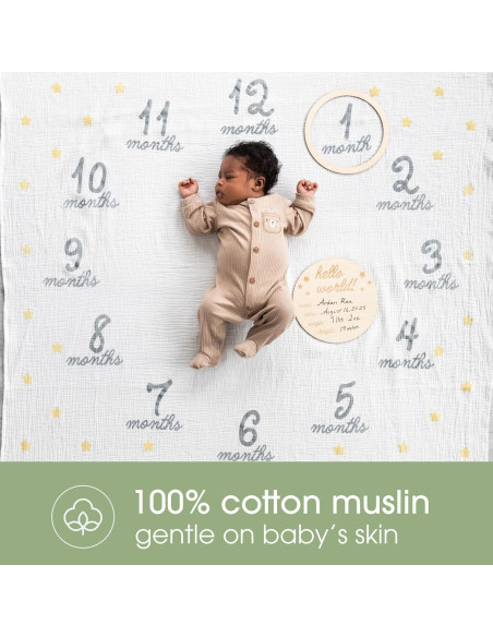 Manta de Hitos y Accesorio Hello World Pearhead 118.6x118.6cm Manta de Hitos y Accesorio Hello World Pearhead 118.6x118.6cm