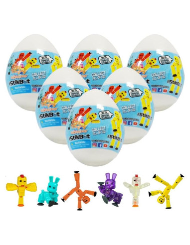 HuevoMágico StikBot - Set de 6 Huevos Decorativos para Pascua