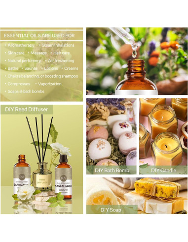 Aceite Esencial de Sándalo 100ml - 100% Puro Natural para Difusor