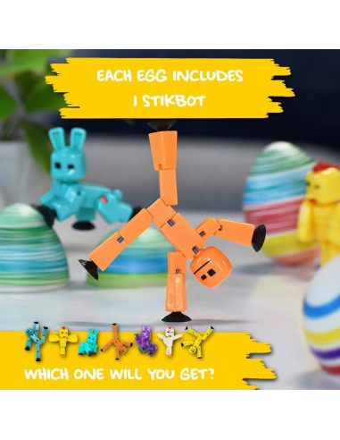 HuevoMágico StikBot - Set de 6 Huevos Decorativos para Pascua