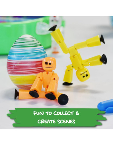 HuevoMágico StikBot - Set de 6 Huevos Decorativos para Pascua