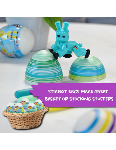 HuevoMágico StikBot - Set de 6 Huevos Decorativos para Pascua
