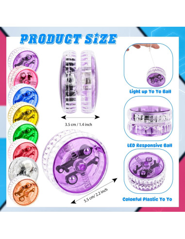 48 Yo-Yos LED Drayear para Principiantes - 5.5 cm, 8 Colores