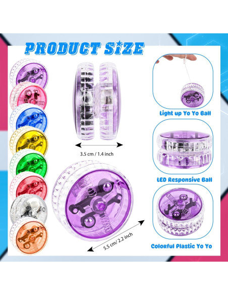 48 Yo-Yos LED Drayear para Principiantes - 5.5 cm, 8 Colores