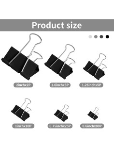 125 Clips de Carpeta de Colores Joyberg - 6 Tamaños Variados 2