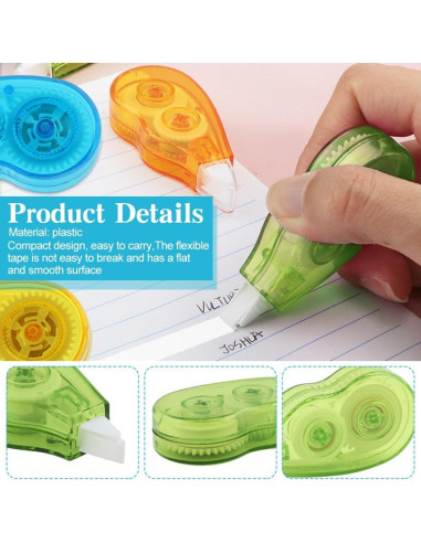 Cinta Correctora Blanca 12 Pcs EMVANV, 4m x 5mm, Compacta