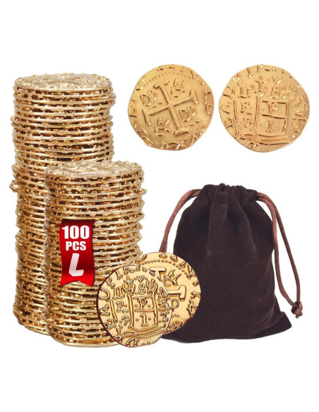 Juego de Monedas de Oro Pirata de Metal - 100 Pcs 30mm Juego de Monedas de Oro Pirata de Metal - 100 Pcs 30mm