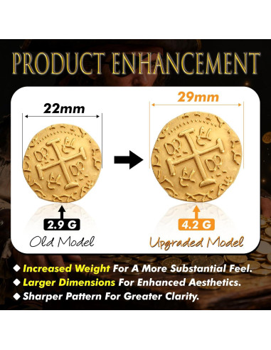 Juego de Monedas de Oro Pirata de Metal - 100 Pcs 30mm