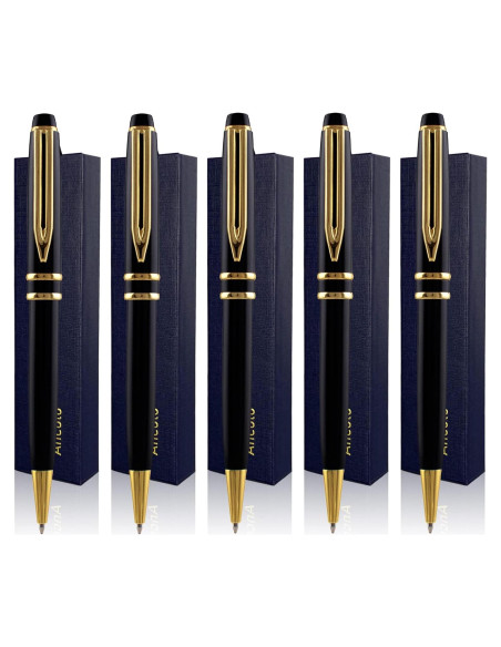 Bolígrafos Personalizados Ancolo - Set de 5 Bolígrafos Metal Negro Bolígrafos Personalizados Ancolo - Set de 5 Bolígrafos Metal Negro