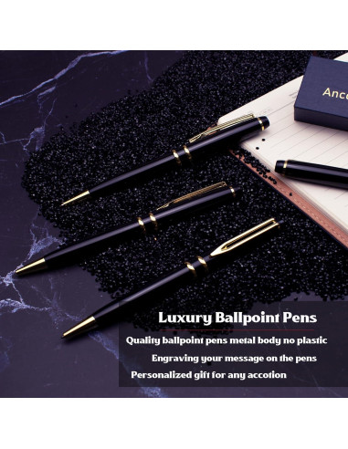 Bolígrafos Personalizados Ancolo - Set de 5 Bolígrafos Metal Negro