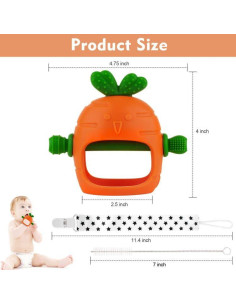 Chupete de Silicona Zanahoria para Bebés 0-24 Meses 2