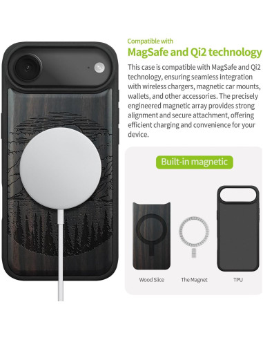 Funda de Madera Magnética Carveit para iPhone Air - Lagos Negro