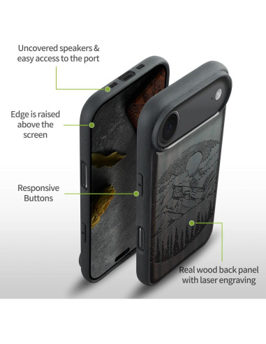 Funda de Madera Magnética Carveit para iPhone Air - Lagos Negro