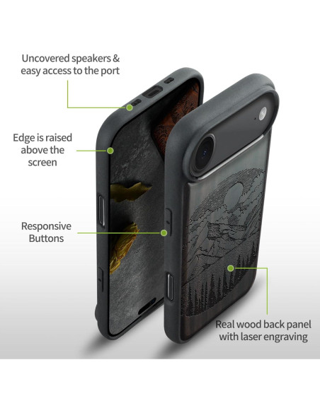 Funda de Madera Magnética Carveit para iPhone Air - Lagos Negro