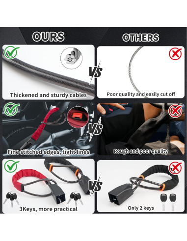 Bloqueo de Volante Antirrobo TaShow - 2 Piezas, 66 cm