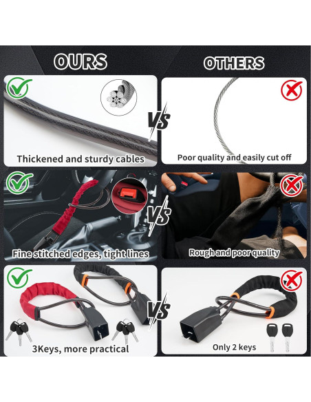 Bloqueo de Volante Antirrobo TaShow - 2 Piezas, 66 cm
