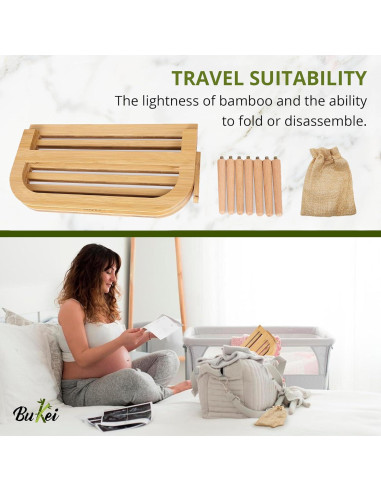 Secador de Botellas de Bebé Bukei de Bambú Plegable 7 Varillas