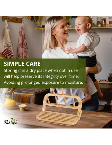 Secador de Botellas de Bebé Bukei de Bambú Plegable 7 Varillas