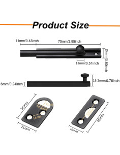 Cerrojo de Superficie de Latón Sólido LIFTATAPA 7.62 cm Negro 2